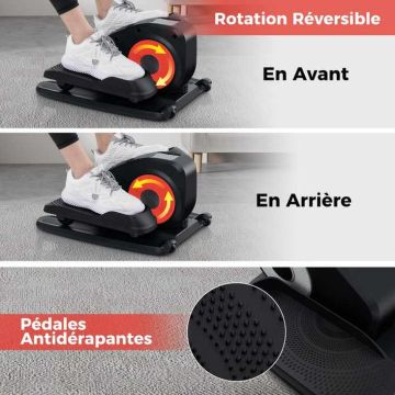 Elliptical trainer, under the table, 46 × 41 × 25 cm