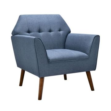 Ergonomic chair with wide backrest and padded seat, blue