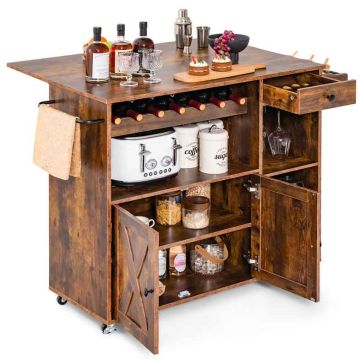 Кухонный остров на колесах 121x68x88см, коричневого цвета