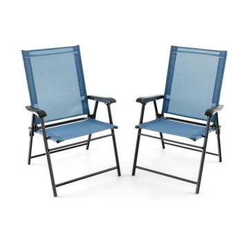 Набор из 2 складных стульев 65x60x93см, синий/черный цвет