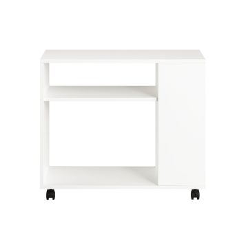 Прикроватный столик на колесиках 70x35x60см., белого/черного цвета