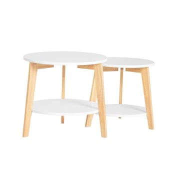 Komplekt 2 kohvilauda., valge/heledapruun värv