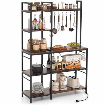 Кухонная полка 107x37x160см, черно-коричневого цвета