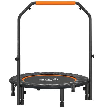 Fitness trampoliin käepidemega Homcom 102x102x123cm, musta värvi