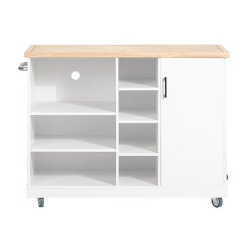 Кухонный остров на колесах 51x94x127см., белого/светло-коричневого цвета