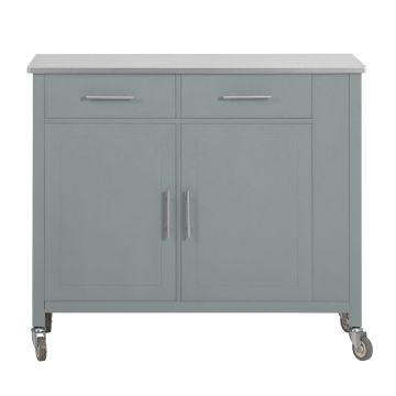 Кухонный остров на колесах 107x46x94см., серого/серебристого цвета
