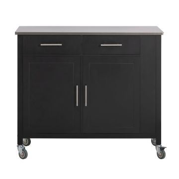 Кухонный остров на колесах 107x46x94см., черного/серебристого цвета