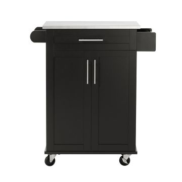 Кухонный шкаф на колесах 80x90x46см., черного/серебристого цвета