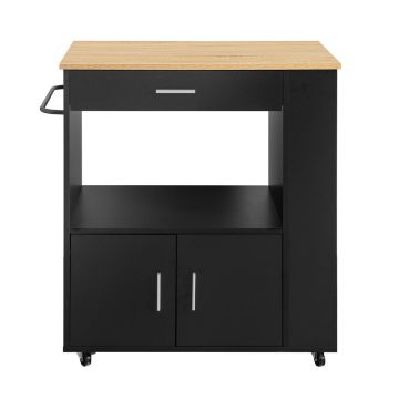 Кухонный шкаф на колесах 82x46x88см., черного/светло-коричневого цвета