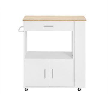 Кухонный шкаф на колесах 82x46x88см., белого/светло-коричневого цвета