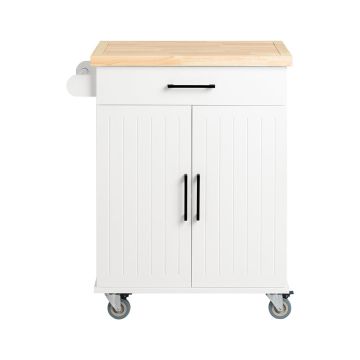 Кухонный шкаф на колесах 74,5x45,5x91см., белого/светло-коричневого цвета