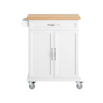 Кухонный шкаф на колесах 74x45x91см., белого/светло-коричневого цвета