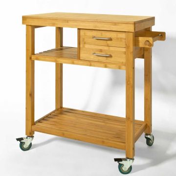 Кухонная тележка 73x45x92см., светло-коричневого/серебристого цвета