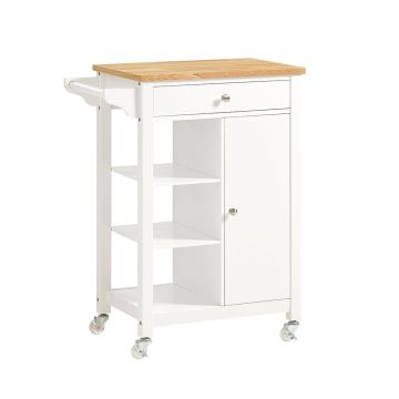 Кухонный шкаф на колесах 68x40x86см., белого/светло-коричневого цвета