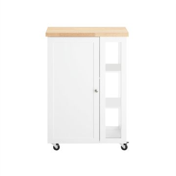 Кухонный шкаф на колесах 60x40x90см., белого/светло-коричневого цвета