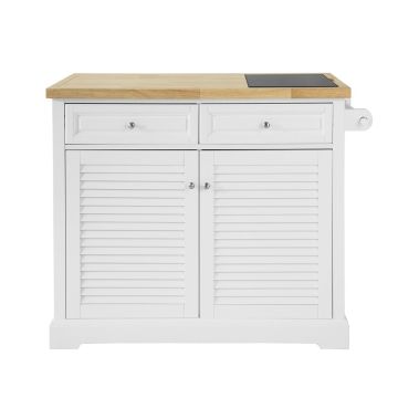 Кухонный остров на колесах 115x71x94см., белого/светло-коричневого цвета