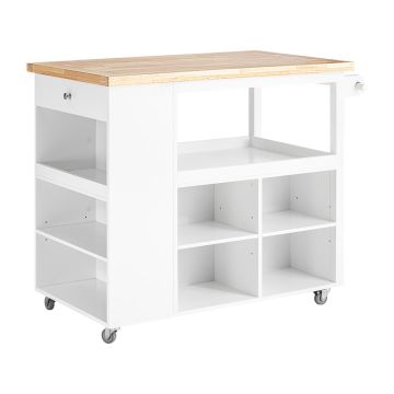 Кухонный остров на колесах 108x60x90см., белого/светло-коричневого цвета