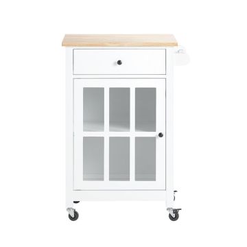 Кухонный шкаф на колесах 55,5x45,5x87,5см., белого/светло-коричневого цвета