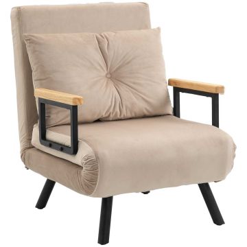 Tugitool-voodi Homcom 63x73x81 cm, liivakarva/musta värvi