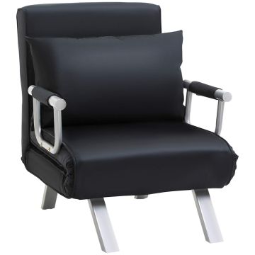 Tugitool-voodi Homcom 65x77x80cm, must/hõbedane