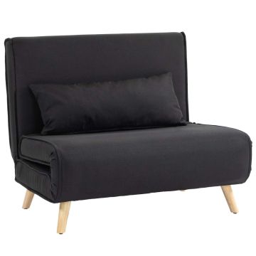 Tugitool-voodi Homcom 94x78x80cm, musta/heleda pruuni värvi