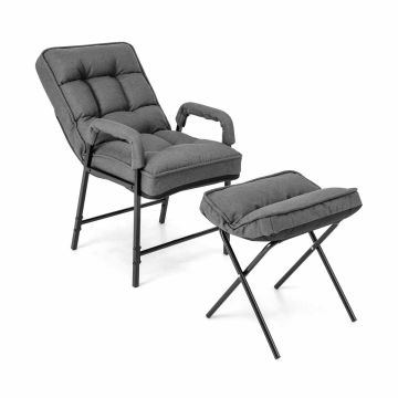 Armchair with footrest, 5 levels, Gray, 52.07 × 95.25 × 48.26 cm