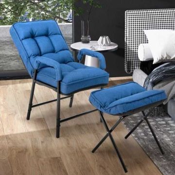 Armchair with footrest, 5 positions, Blue, 52 × 95 × 48 cm