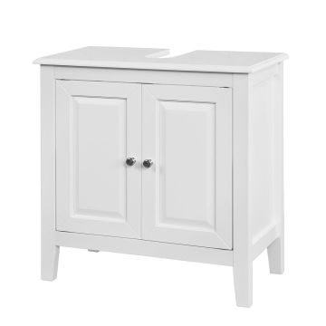 Valamu alune paigaldatav vannitoa kapp 60x30x62cm., valge/hõbedane