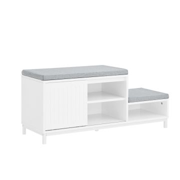 Скамья для прихожей 100x35x45см., белого/серого цвета