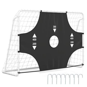 Football goal, with goal wall, 5 holes, White, 215 × 77 × 152 cm