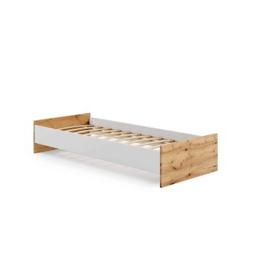 Кровать Каро 204x37x94 см, натуральное дерево/белый