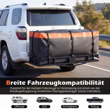 Rear cargo box for cars, 453 l, orange/black, 146 × 51 × 61 cm
