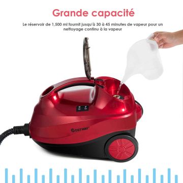 Steam cleaner, 19 accessories, Red