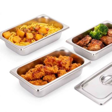 Контейнеры «Gastronorm» Relaxdays, 3 шт. с крышками, 32,5 × 6,5 × 17,6 см