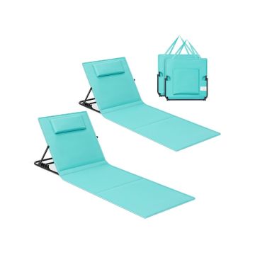 Комплект из 2 пляжных шезлонгов 158x55x52 см, зеленый/черный