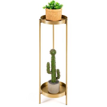 Flower stand, 2 levels, Gold, 25 × 80 × 25 cm