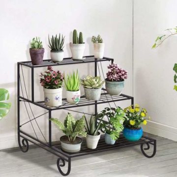 Flower stand, 3-tier, 3 shelves, 29 × 26 × 28 inches