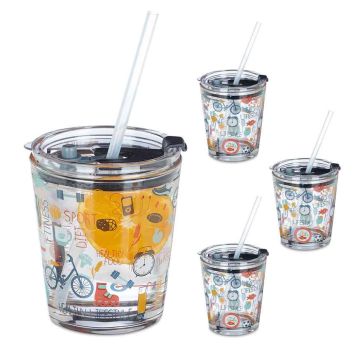 Joogiklaaside komplekt Relaxdays, 4 tk, 9 × 11 × 9,5 cm