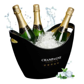 Охладитель для напитков Relaxdays “Champagne Premium”, 8 л, Чёрный/золотой, 35 × 25,5 × 25,5 см