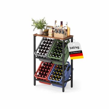 Joogikastide riiul SONGMICS, 2 tasandit, 6 kastile, 40 × 117,3 × 70,4 cm
