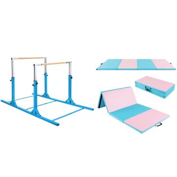Gymnastics bars and mat set, 11 positions, 250 × 140 × 132 cm
