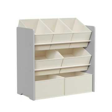 Laste riiul hoiukastidega 29,5x62,5x60cm, hall/kreemikas