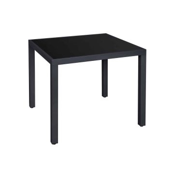 Terrassilaud musta klaasist pealispinnaga 85x85x73cm