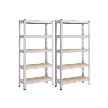 Комплект из 2 полок для хранения 30x75x150 см, серебристый/светло-коричневый