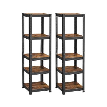 Kitsaste tugevate riiulite komplekt, 2 tk., pruun - must