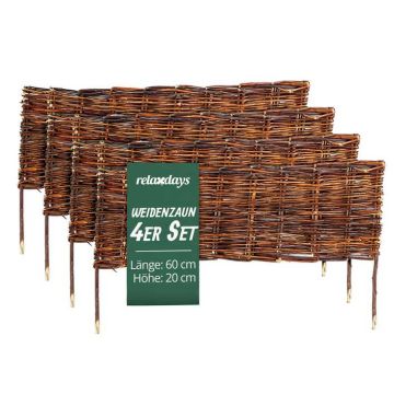 Pajupiire peenardele Relaxdays 10053434_9117, 4 tk, Pruun, 60 × 20 cm