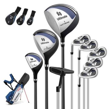 Golf set, left-handed, 460CC driver, 8 clubs, Blue, 83 × 51 × 96 cm