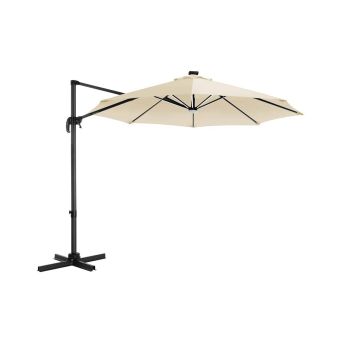 Reguleeritav vihmavari LED-valgustusega Ø 300 cm, beež