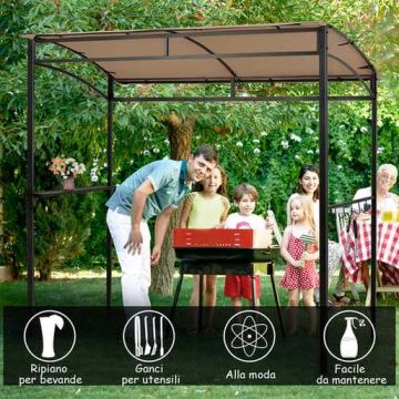 Grill gazebo, 5 hooks, 216 × 211 × 134 cm