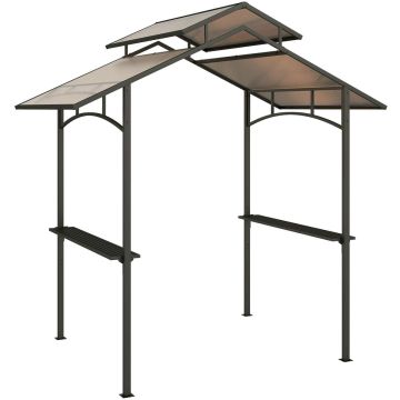 Grillimajake Aosom 84C-218, Kahekordse katusega, Must/pruun, 240 × 250 × 150 cm